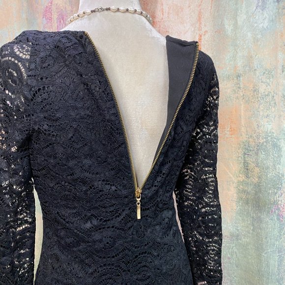 πLiz Claiborne Beautiful Midi Lace Dress with long Lace Sleeves - Picture 7 of 13